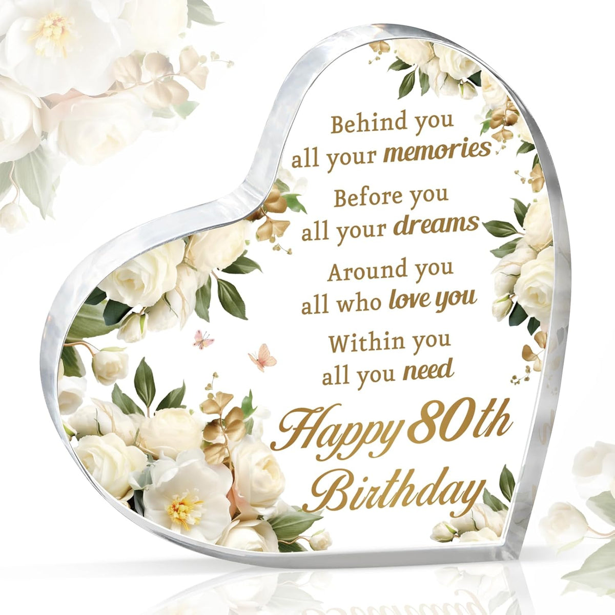 80th Birthday Gifts and Decorations for Women - Custom Birth yearAcrylic Paperweight - Happy Birthday Decor Party Favors