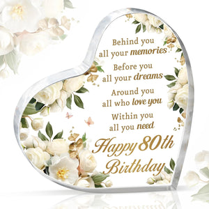80th Birthday Gifts and Decorations for Women - Custom Birth yearAcrylic Paperweight - Happy Birthday Decor Party Favors