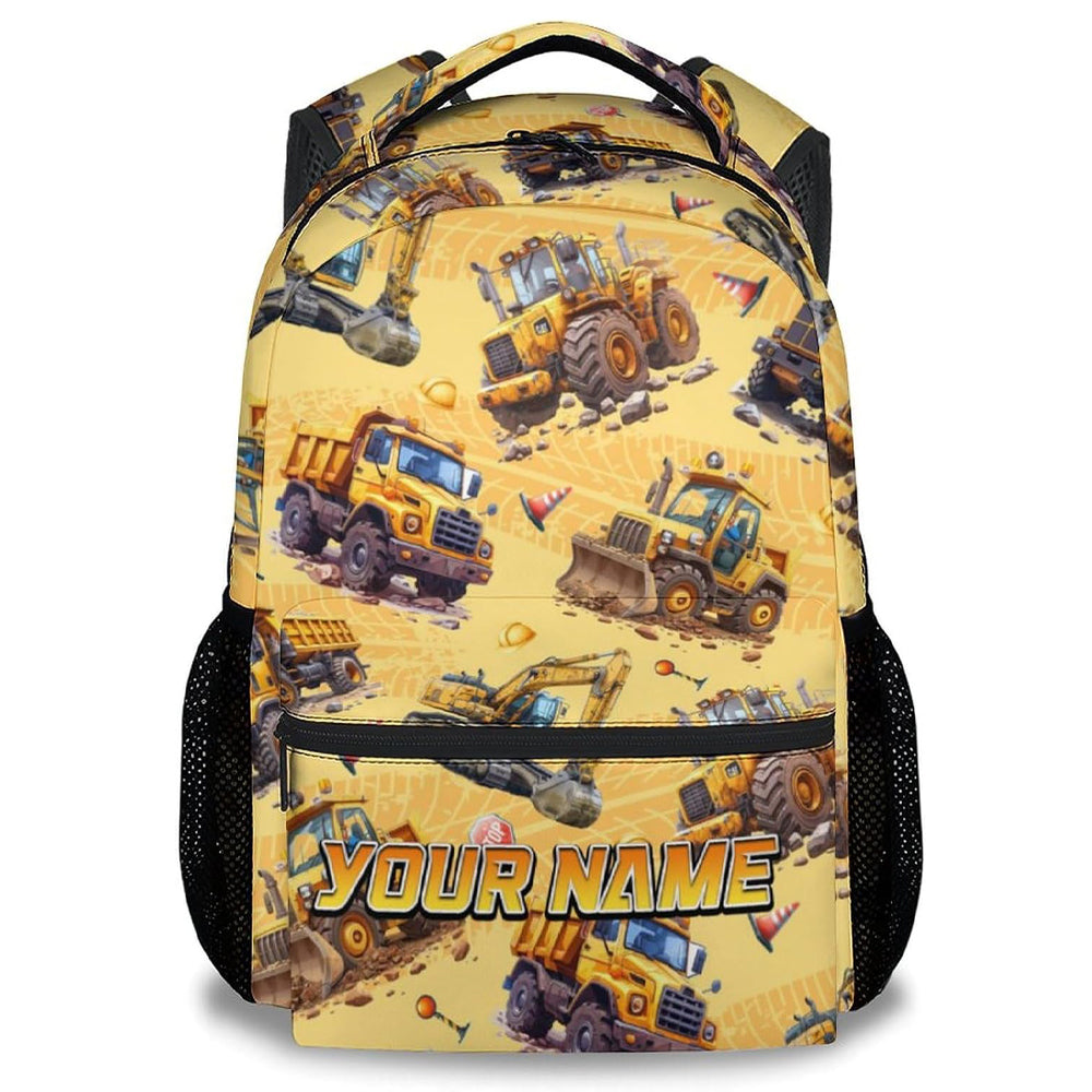 Backpack for Boys - Personalized Construction Backpacks with Name for Boys - Custom Toddler Bookbag Gifts for Son - Truck School Bag for Kindergarten/Preschool/Elementary