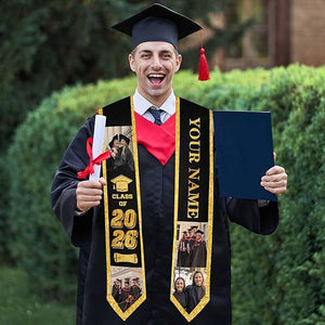 Custom Graduation Stole Class of 2026 Customized Congratulations Sash with Photo Name School Graduation Gift