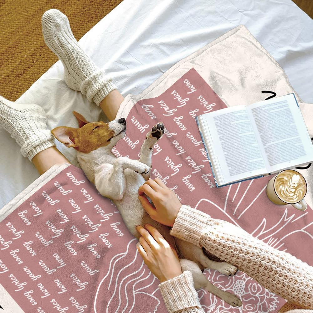 Personalized Song Lyrics Blanket Custom Couple Gift with Names, Favorite Song & Photo Romantic Line Art Style Throw for Him or Her Anniversary or Valentine s Gift for Husband or Wife