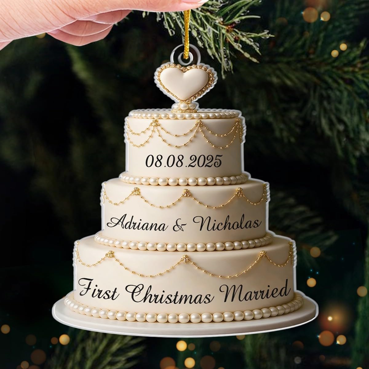 Custom 2D Acrylic Ornament, Personalized Anniversary Christmas Wedding Gifts for Husband and Wife, Him and Her, First Christmas Married Ornament 2025, Bridal Shower Gifts
