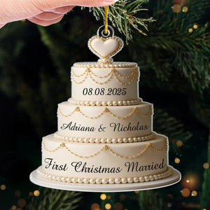Custom 2D Acrylic Ornament, Personalized Anniversary Christmas Wedding Gifts for Husband and Wife, Him and Her, First Christmas Married Ornament 2025, Bridal Shower Gifts