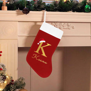 Christmas Stockings Personalized Monogram Initial Human Christmas Stockings Durable Christmas Ornament Bag for Family Decorations Green Letter