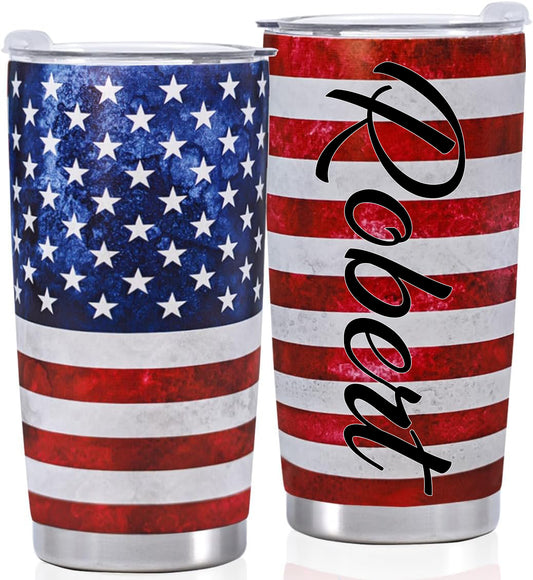 4th Of July Patriotic American Flag Tumbler Gifts for Dad Men Insulated Independence Cups USA Memorial Stainless Steel Day With Lids 20oz 30oz