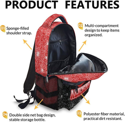Custom Kindergarten Backpack for Girls Boys, Personalized Glitter Cheer School Bag for Kids Preschool Elementary - Red Cheerleader Daypack for School Travel Gym Work Hiking Camping 71VXdFi_W2L._AC_SL1500.jpg