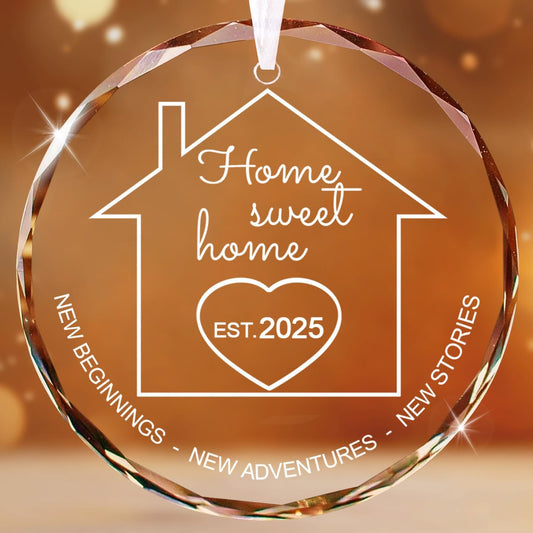 House Warming Gifts New Home 2025, Home Sweet Home New Home Gifts Ideas for Couple, Women, Men, New Homeowner, Housewarming Gift New Apartment - Glass Christmas Ornament