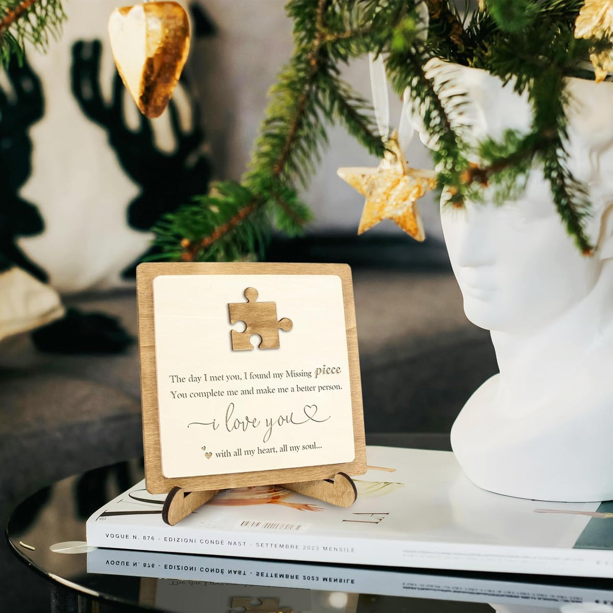 Missing Piece I Love You Sign | Valentine's Day Romantic Gifts for Girlfriend, Boyfriend, Anniversary Sentimental Gifts for Couple Fiance Wife Husband Women Men, Home Office Decor Ideas for Him or Her