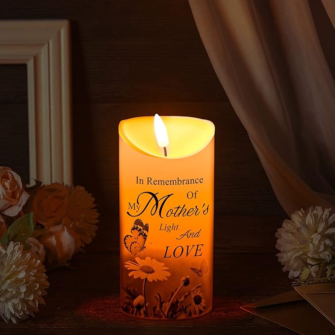 Sympathy Gifts for Loss of Mother LED Flameless Candles Memorial Candles in Remembrance of My Mother Memorial Candles for Loss of Loved One Mom Sympathy Candle