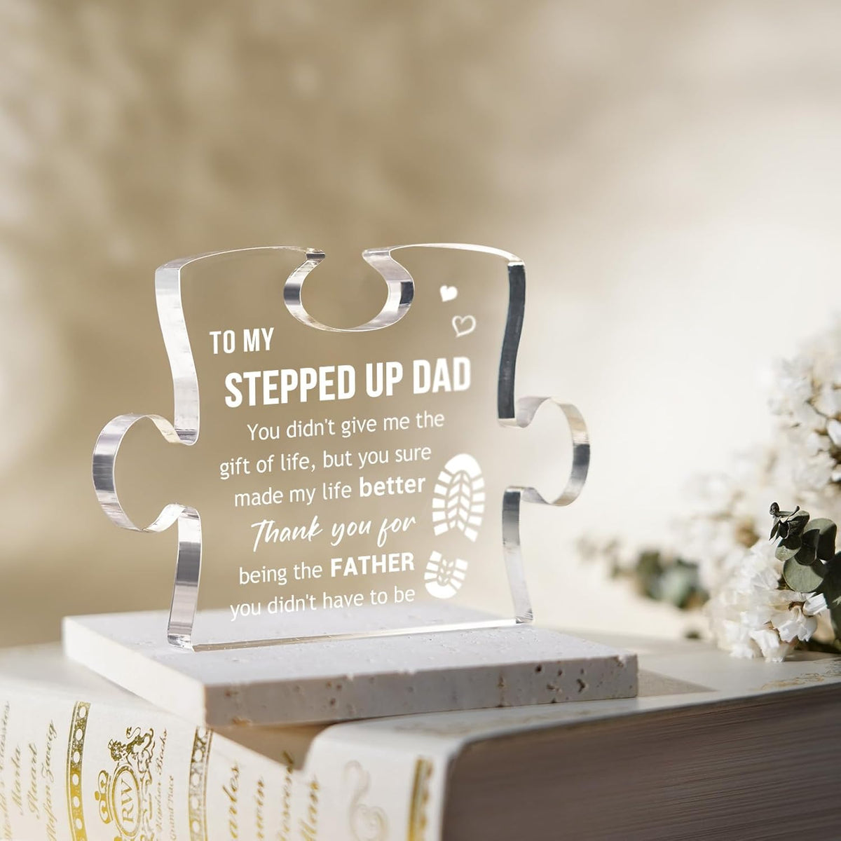 Thanks for being Father Step Dad Gifts, Birthday Gifts for Stepfather bonus dad, Father's Day Christmas Gifts for Step Dad from Daughter Son Acrylic Keepsake