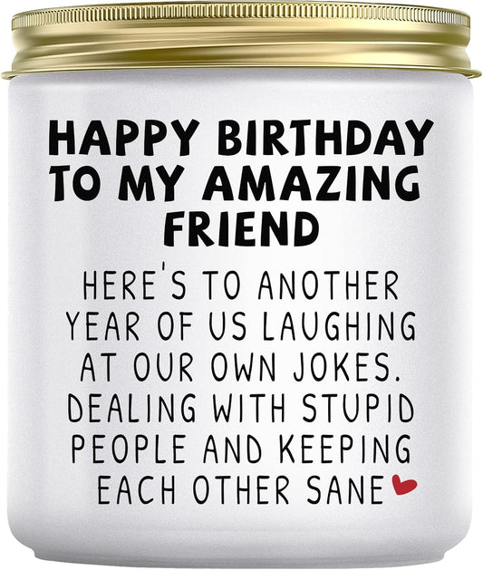 Happy Birthday Gifts for Women - Funny Best Friend Friendship Gifts for Women Friends, Birthday Gifts for Best Friend Bestie BFF Coworker Classmate Women, Lavender Candle Gifts