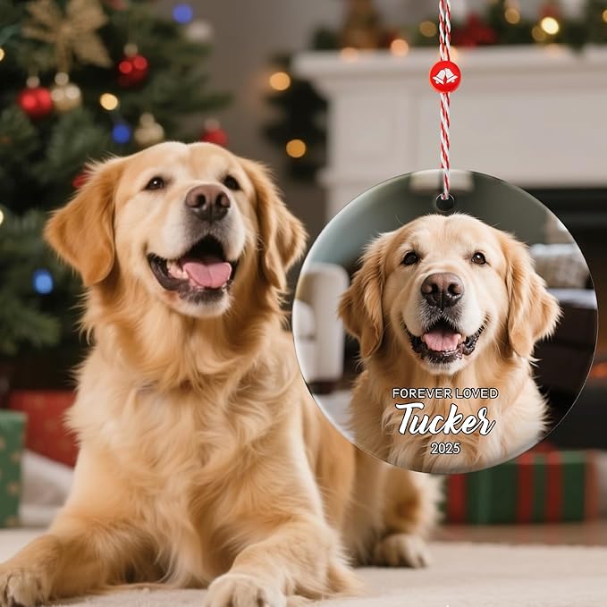 Personalized Pet Memorial Christmas Ornaments - Dog Memorial Gifts, Custom Pet Bereavement Ornament, Dog Cat Lover Gifts