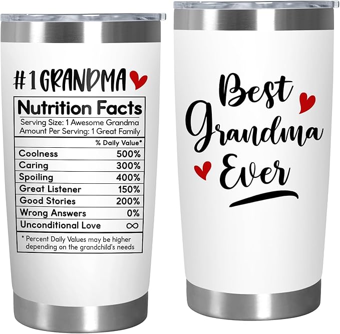 Mothers Day Gifts For Grandma from Granddaughter Grandson - Stainless Steel Insulated Coffee Tumbler With - Birthday Gifts for Women Nana Grandmother from Grandchildren