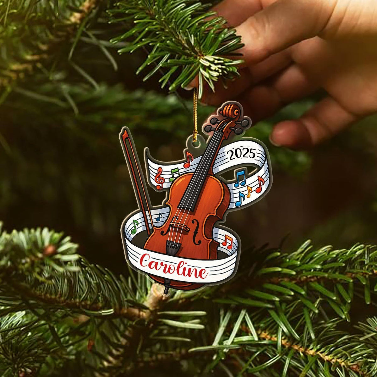 Custom Cello Player Christmas Ornament with Name Year, Personalized Instrument Shaped Ornaments Gift for Daughter Son Dad Mom Friends Cellist, Awesome Cello Keepsake Xmas Ornament Gift for Retirement