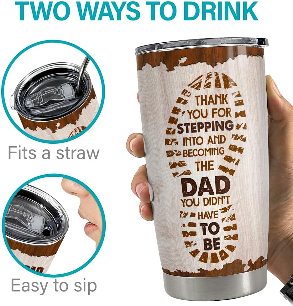 Step Dad Gifts Tumbler 20oz 30oz Travel Mug Cup Gift for Bonus Dad Stepfather Stepdad Gift from Step Daughter Son personalized tumbler for step dad bonus dad for father's day