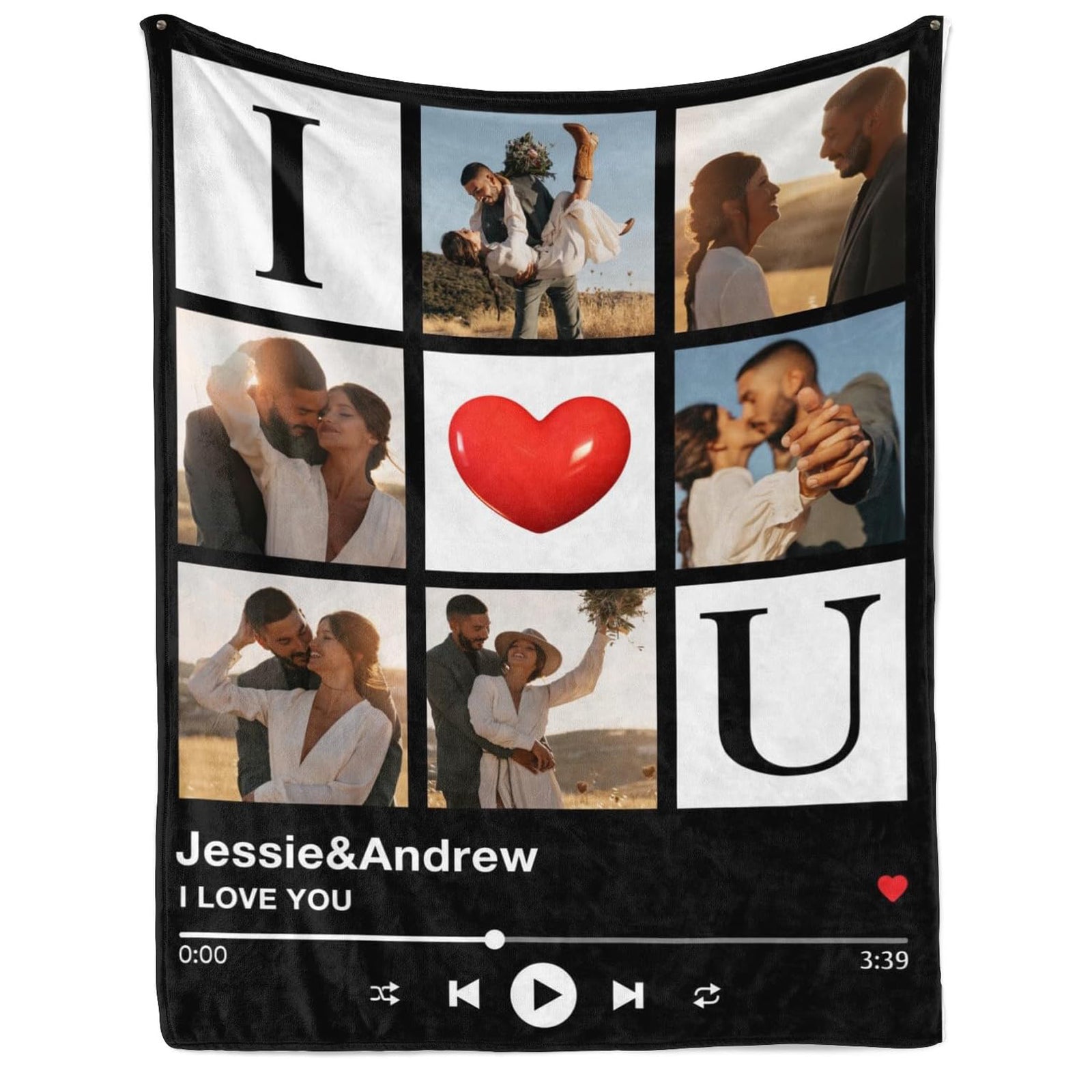 Personalized Spotify Code Music Blanket with Photo for Couples, Bridal Shower Gifts for Bride to Be, I Love You Wedding Gifts for Newlyweds Just Married Gifts Wedding Throw Blanket