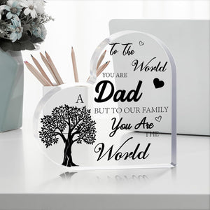 Dad Gifts for Father's Day - Gifts for Dad, Dad Gift from Daughter Son Wife, Acrylic Heart Plaque Cool Dad Birthday Gift Ideas on Birthday Father's Day