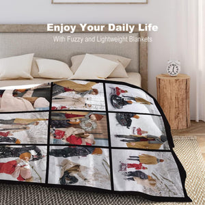 Custom Blanket with Picture, Personalized Throw Photo Blankets Customized Photo Gifts for Mom Dad Women Family