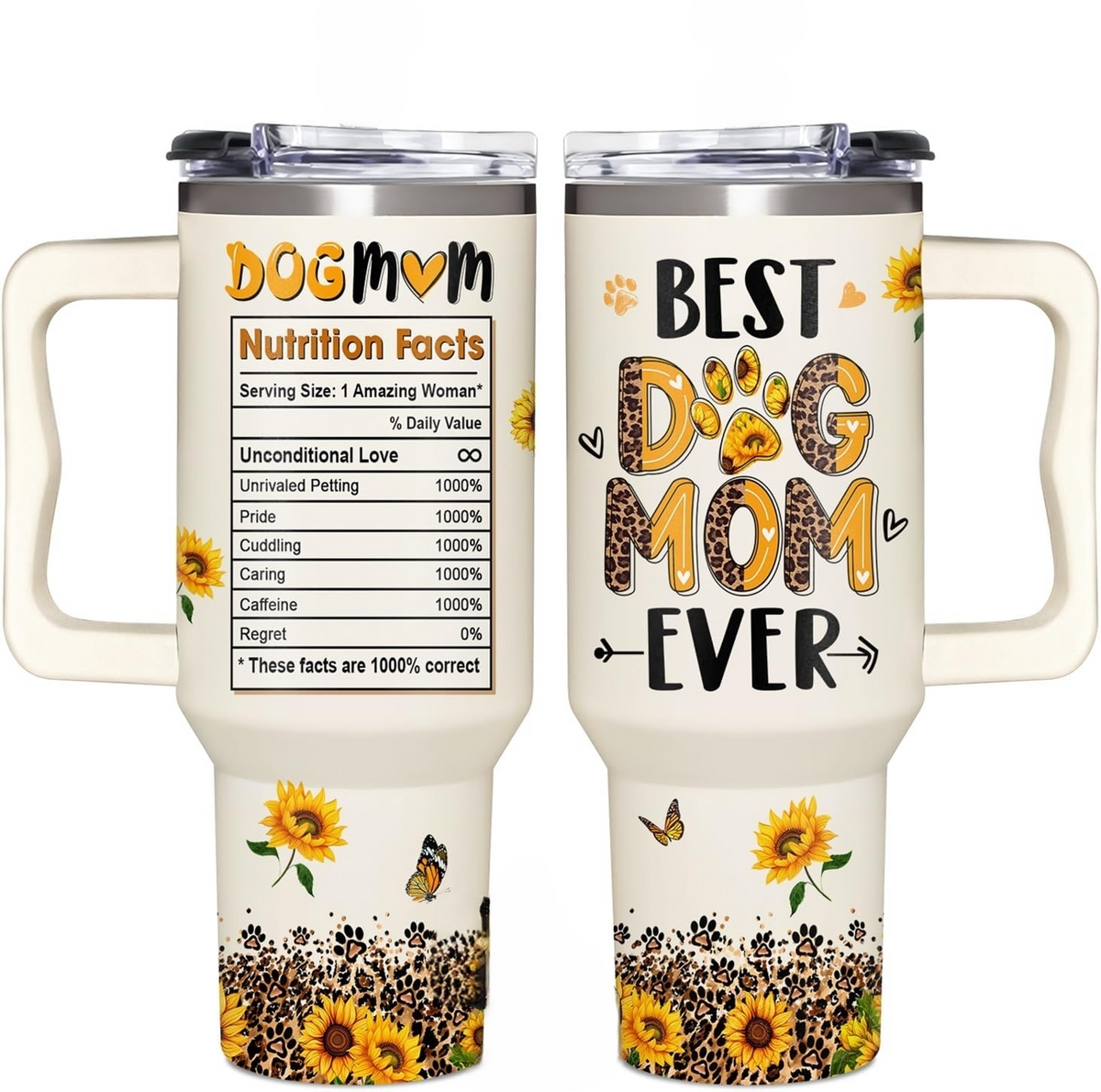 Dog Mom Gifts for Women - Dog Lover Gifts - Gifts for Dog Moms, Best Dog Mom Ever - Dog Owner Gift for Wife, Fur Mom, Pet Mom - Sunflower Dog Mom Cup for Birthday, Mother's Day Gift