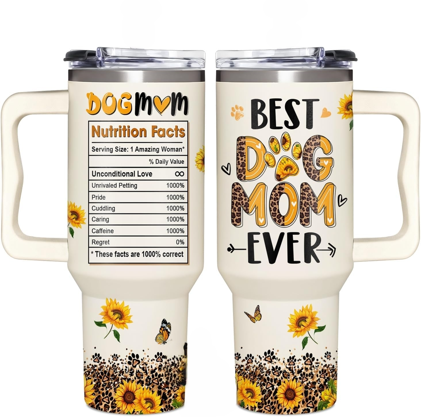 Dog Mom Gifts for Women - Dog Lover Gifts - Gifts for Dog Moms, Best Dog Mom Ever - Dog Owner Gift for Wife, Fur Mom, Pet Mom - Sunflower Dog Mom Cup for Birthday, Mother's Day Gift