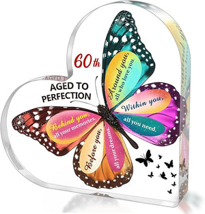 60th Birthday Gifts for Women, Acrylic Heart Sign Birthday Keepsake Presents, 60 Year Old Bday Gifts for Mom, Aunt, Grandma, Sister, Best Friends, Wife, Her