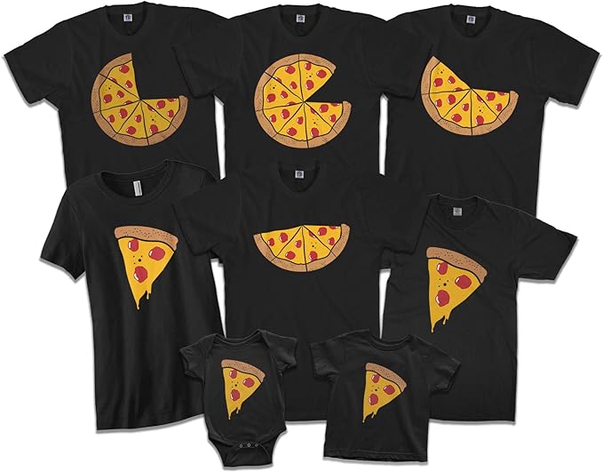 Pizza Pie & Slices Funny Shirts, Mom Dad Baby Son Daughter Matching Family Shirts
