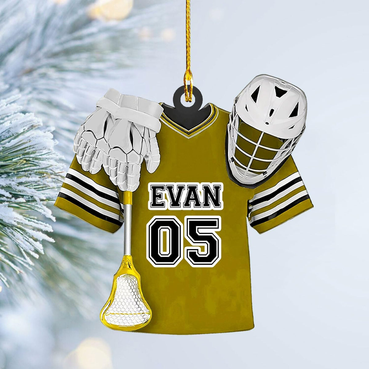 Personalized Lacrosse Ornament, Lacrosse Amor Shape Flat Ornament, Lacrosse Helmet Ornaments, Gifts for Lacrosse Lovers, Lacrosse Players, Lacrosse Christmas Ornament