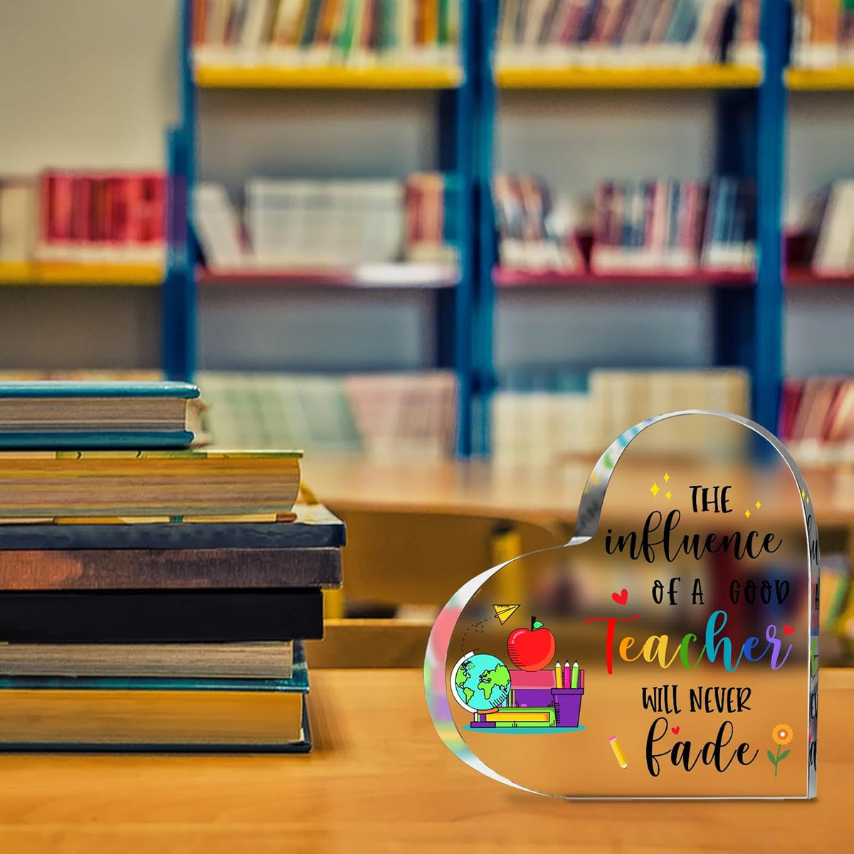 Teacher Gifts for Women Men, to My Teacher Acrylic Heart Sign Paperweight Presents, Birthday End of Year Retirement Christmas Valentines Day Thank You Appreciation Gifts for Teacher