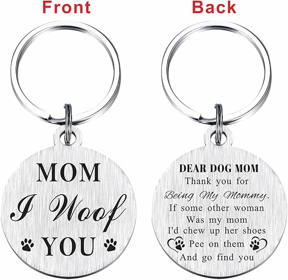 Dog Mom Gifts for Women - Mothers Day Gift from Dog - Fur Mom Keychain