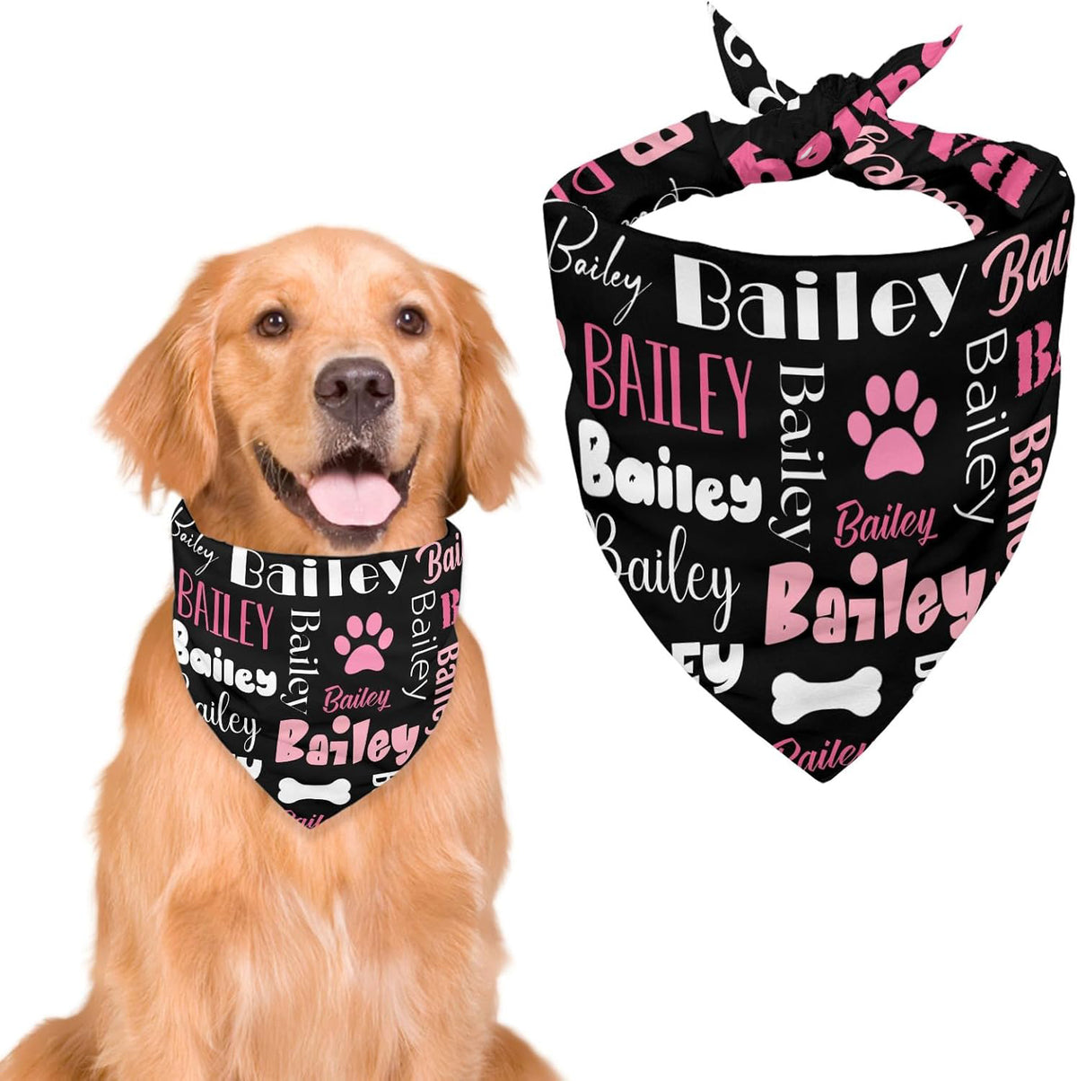 Personalized Dog Bandanas Custom Neckwear Name Button Anti-loosening Dog Scarf Triangle Bibs Kerchief Pet Costume Accessories for Small Medium Large Dogs Cats Pets Birthday