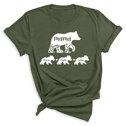 Personalized Mama Bear Shirt with Kids Names, Custom Mother's Day T-Shirt, Cute Mama Bear Gift for Mom, Birthday or Mother's Day Gift