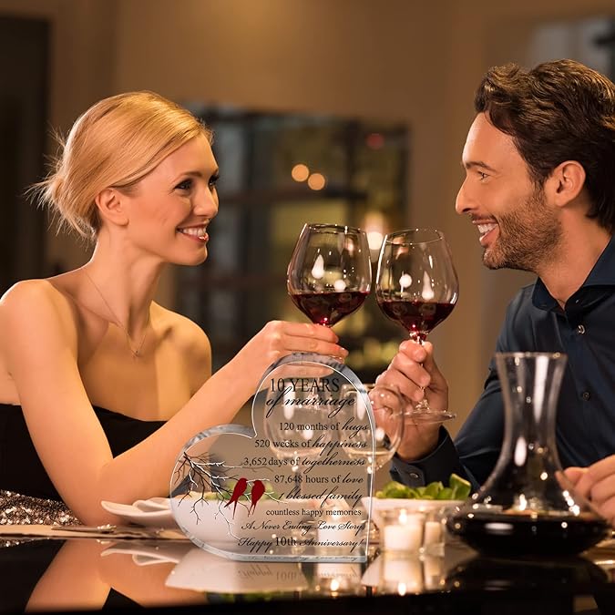 Years of Marriage Gift Wedding Anniversary Heart Marriage Keepsake Decoration Gift for Couple Parent Women Mom Husband Wife