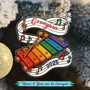 Personalized Xylophone Shape Ornament Gift for Instructor Music Husband Wife, Customized Year Name Xylophonist Ornament Keepsake Christmas, Unique Xylophone Instrument Xmas Ornaments for Appreciation