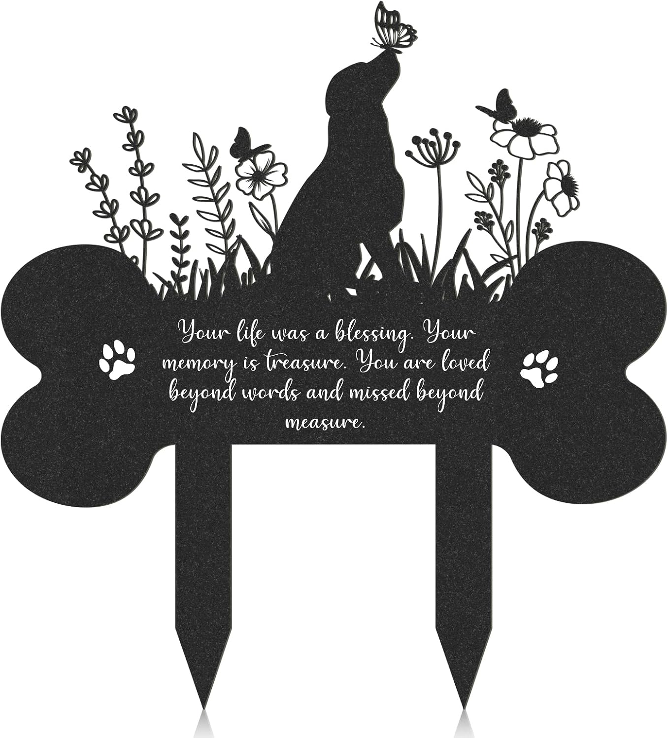 Pet Grave Markers Dog, Metal Dog Memorial Garden Markers Decorations for Cemetery, Pets Waterproof Grave Stakes Plaque Pet Headstone Garden Memorial Graves