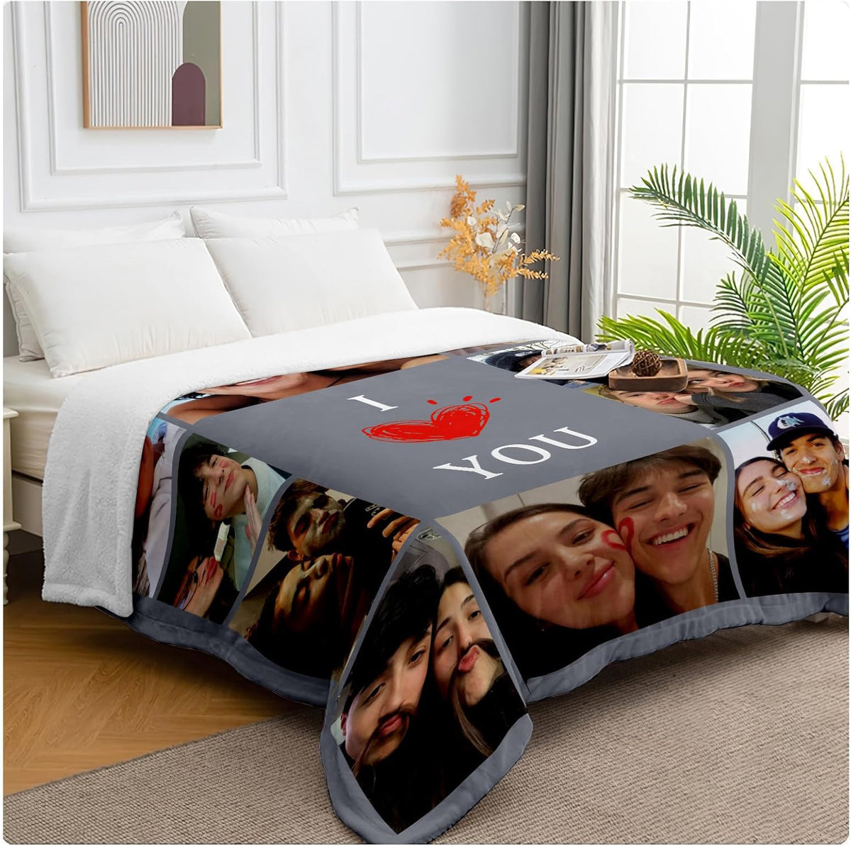 Custom Photo Blanket I Love You Girlfriend Boyfriend Gifts, Personalized Blankets Couples Gifts Christmas Blankets Women Gifts