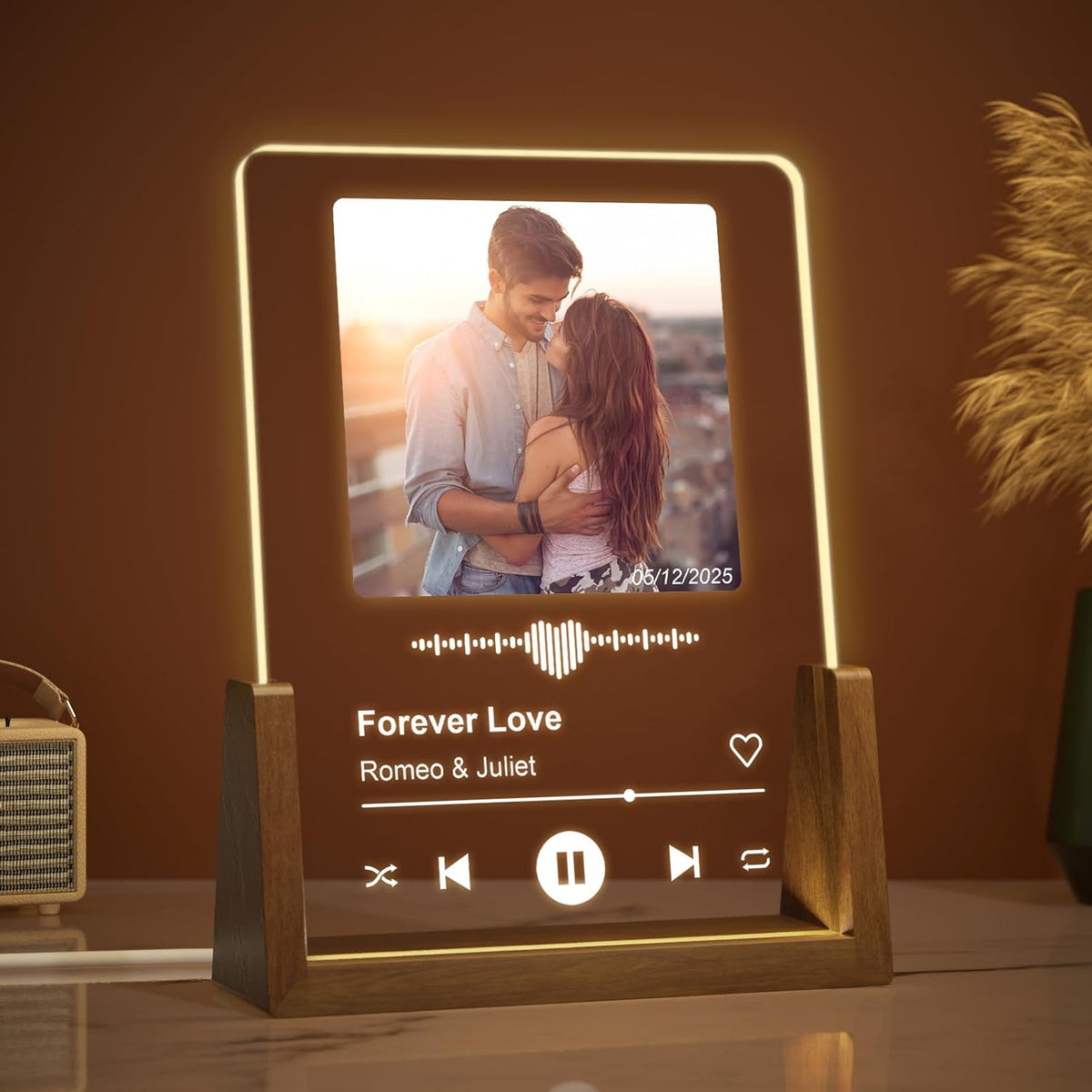 Personalized Valentines Gifts for Her Him Women Men, Custom Anniversary Spotify Plaque Gift for Boyfriend Girlfriend Couple, Customized Picture Frame Birthday Gifts for Wife Husband