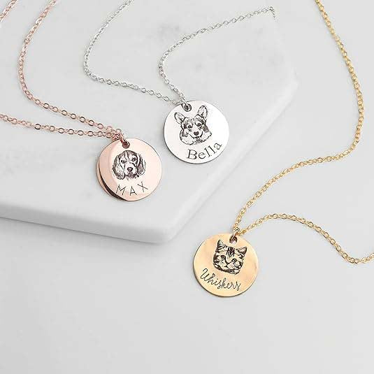 Personalized Pet Portrait Necklace Custom Jewelry Gift for Dog or Cat Lovers Unique Holiday Gifts for Her