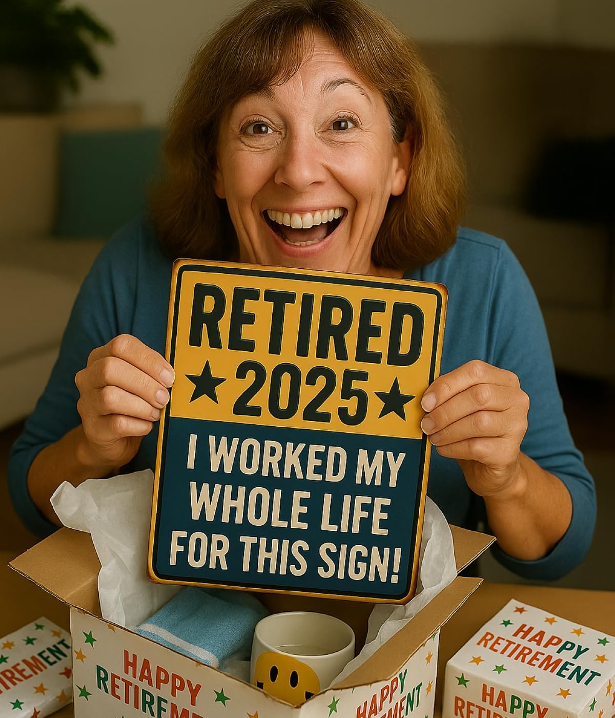 Retired 2025 Sign Embossed Retirement Gifts 2025, Funny Retirement Gift for Men or Women, Best Retirement Gifts for Men, Funny Retirement Wall D cor,Metal Sign Keepsake