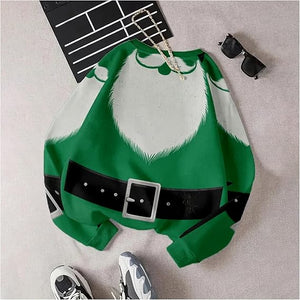 Funny Christmas Shirts for Women Santa Reindeer Graphic Long Sleeve Crewneck Sweatshirts Xmas Ugly Festival Wear