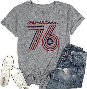 4th of July Shirts Women American Flag Patriotic T-Shirts USA Star Stripes Graphic Tee Tops