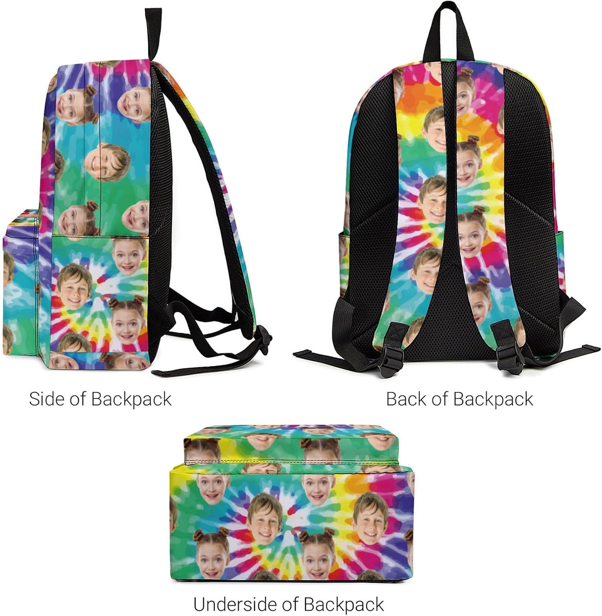 Custom Backpack with Face, Personalized Face School Bag for Boys Girls Men Women, Customized Faces Casual Laptop Backpacks with Adjustable Shoulder Strap for School Work Travel Camping