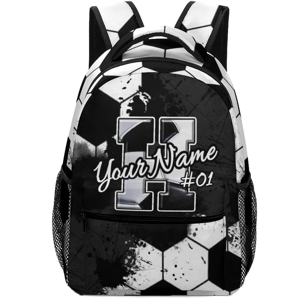 Kids Backpack for Boys Personalized Initial Soccer School Backpacks for Elementary Middle Primary High Senior Custom Monogrammed Bookbag Supplies for Sports Lovers