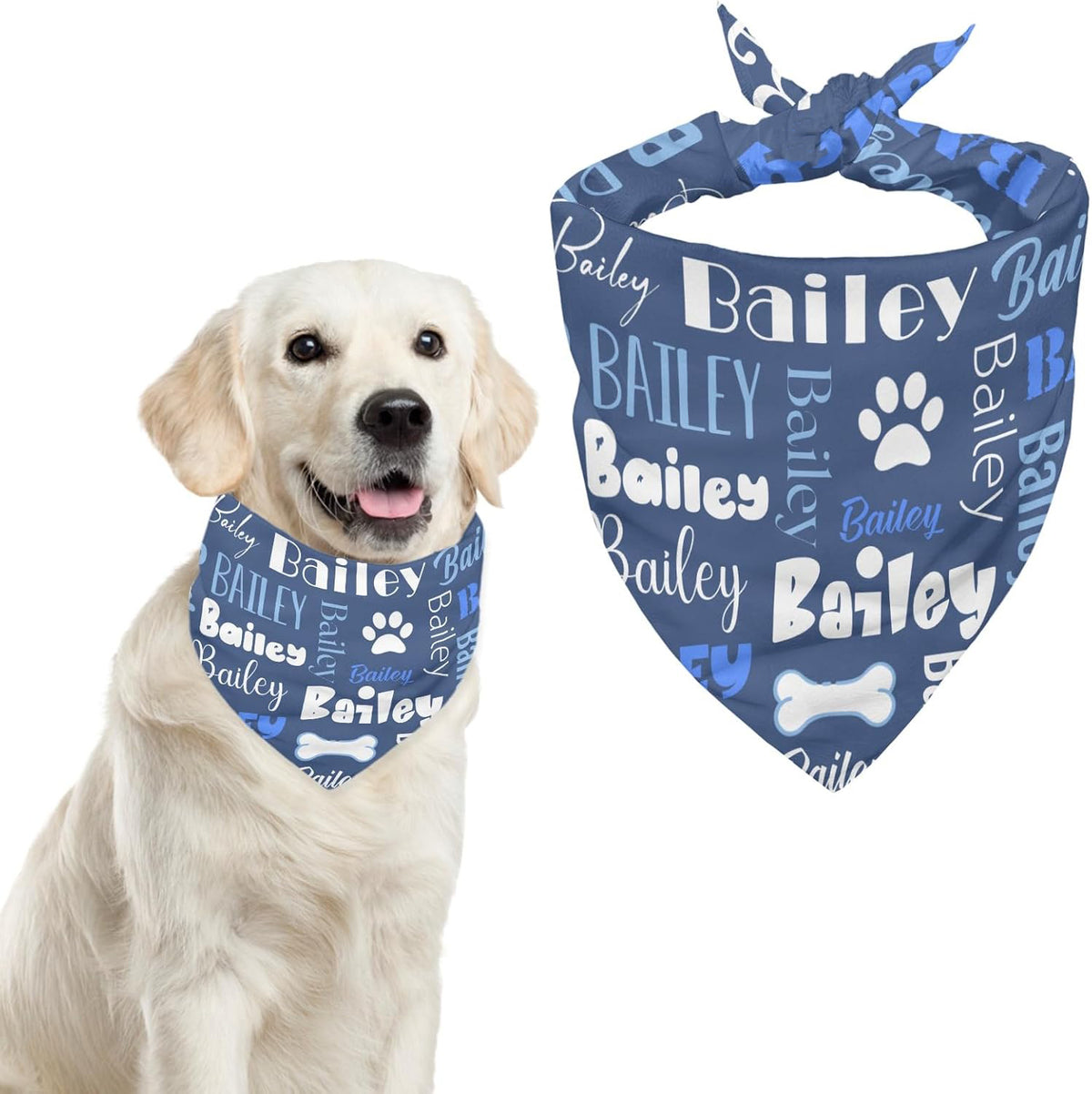 Personalized Dog Bandanas Custom Neckwear Name Button Anti-loosening Dog Scarf Triangle Bibs Kerchief Pet Costume Accessories for Small Medium Large Dogs Cats Pets Birthday