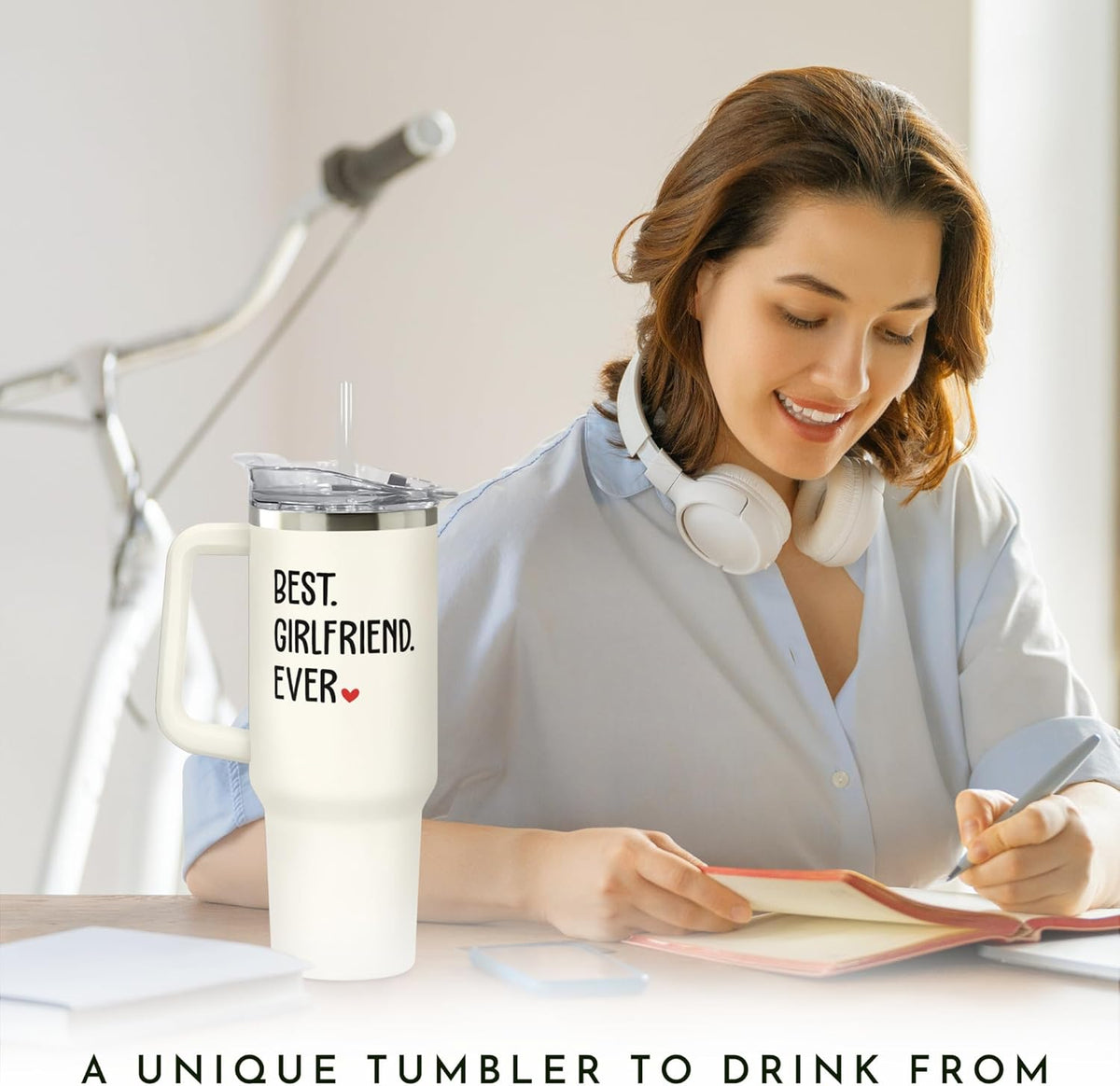 Gifts for Girlfriend - Girlfriend Gifts for Women - Anniversary, Valentines, Birthday, Christmas Gift for Her - Romantic Love Gift Ideas for Couple - 40 Oz Stainless Steel Tumbler with Lid