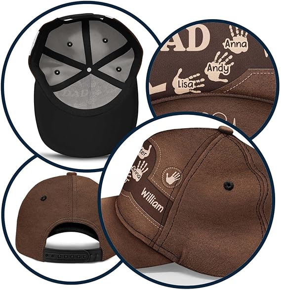 Custom for Grandpa Dad Grandpa Dad Kids Handprints, Dad Hats, Grandpa Hat for Dad, Father's Day Multi - Personalized Classic Cap