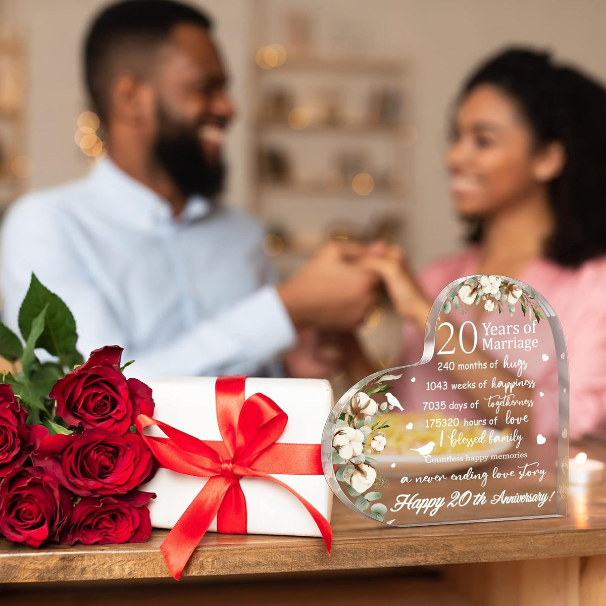 Wedding Gift for Her Years of Marriage Gift Happy Anniversary Present for Woman Acrylic Heart Marriage Keepsake for Wife Husband Girlfriend Boyfriend