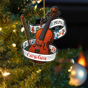 Custom Cello Player Christmas Ornament with Name Year, Personalized Instrument Shaped Ornaments Gift for Daughter Son Dad Mom Friends Cellist, Awesome Cello Keepsake Xmas Ornament Gift for Retirement