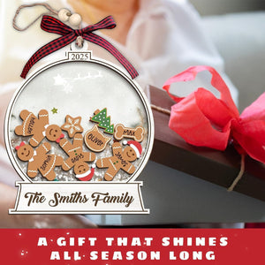 Personalized Christmas Ornaments 2025 - Snow Globe Personalized Ornaments for Family of 2,3,4,5,6,7,8,9,10 Members, Ginger Breads Custom Ornament Xmas Gift Idea