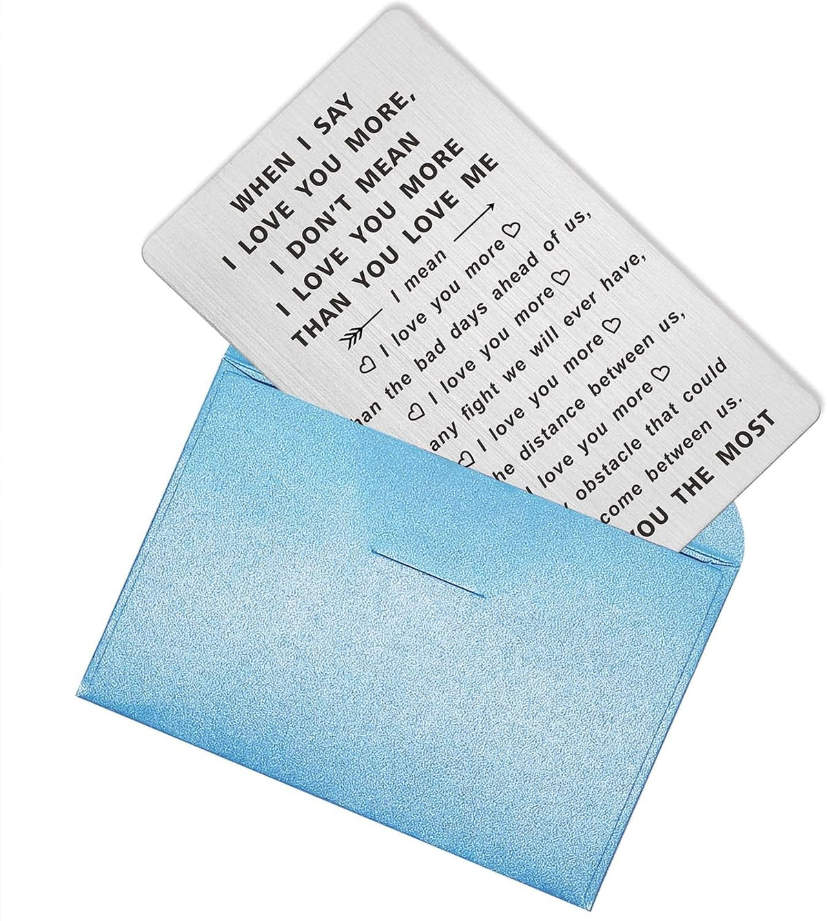 When I Say I Love You More Wallet Card, I Love You Gifts for Him Her, Anniversary Cards Gift for Men Husband, Sentimental Long Distance Presents, Valentines Day Gifts, Mens Stocking Stuffers
