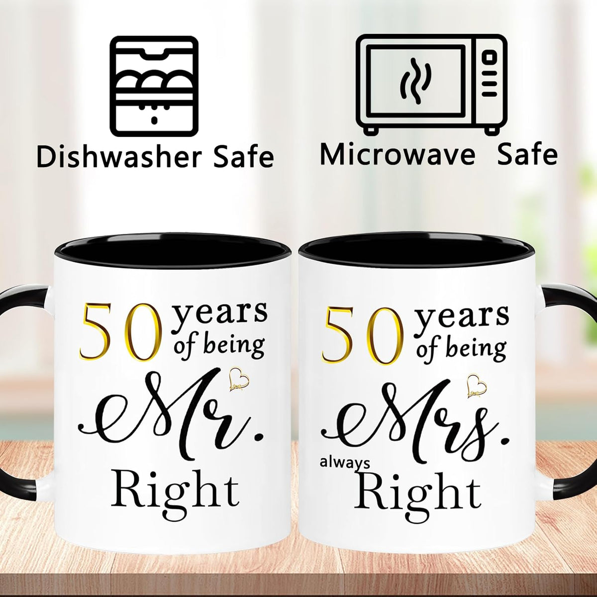 50 Year Anniversary Birthday Coffee Mugs 50th Wedding Anniversary Decorations Gifts for Couple Grandparents Parents Women Men Wife Husband Her Him, 50th Birthday Gifts